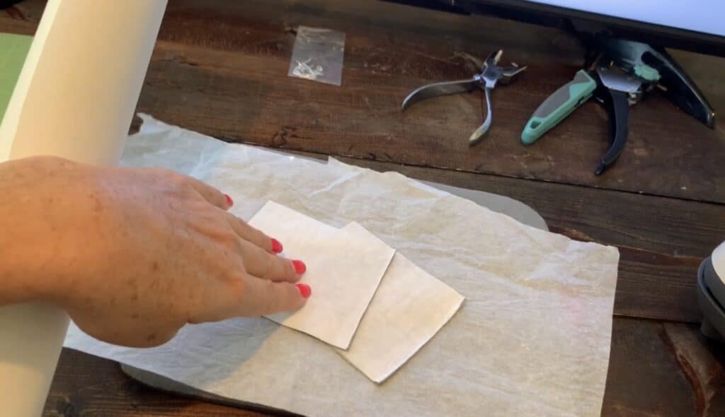 Heat n Bond on the back of cork to make double sided cork for diy earrings