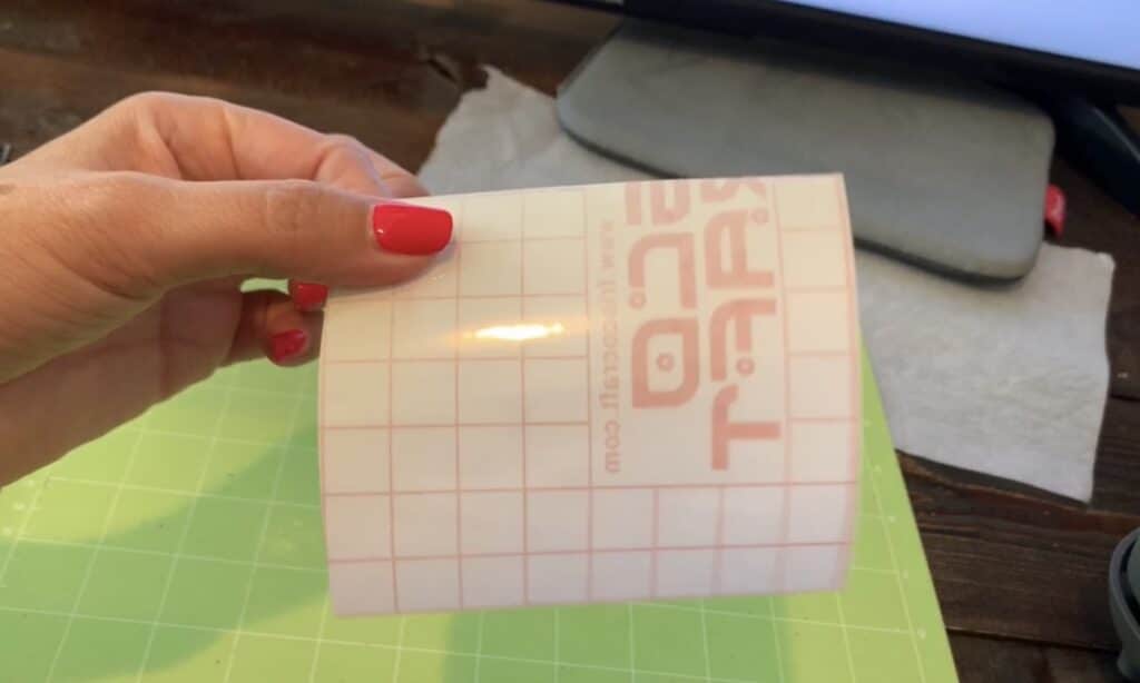 a piece of of transfer tape before it is put on the green standard grip Cricut mat
