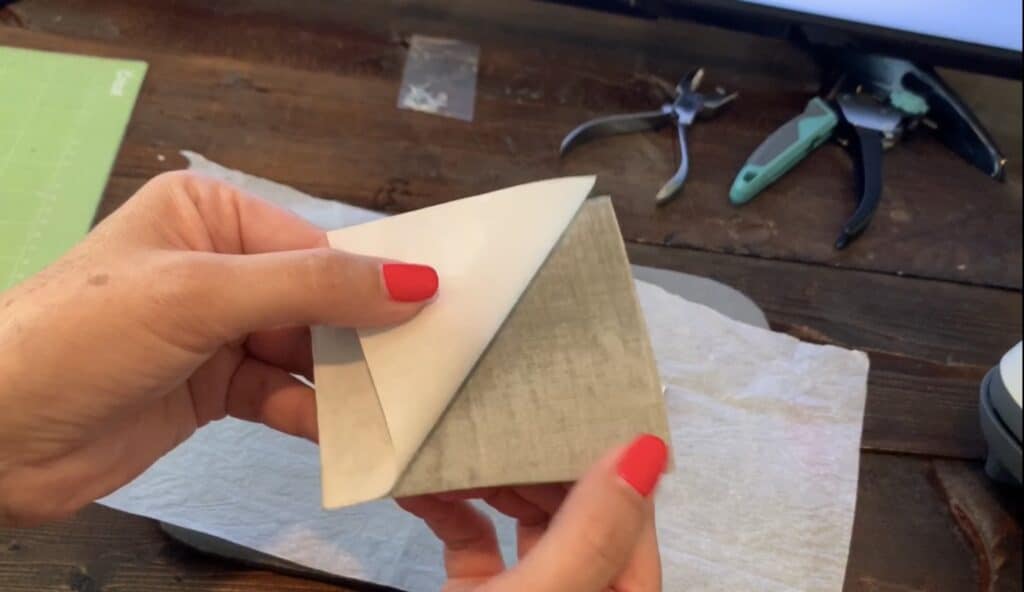 Heat n Bond on the back of cork to make double sided cork for diy earrings