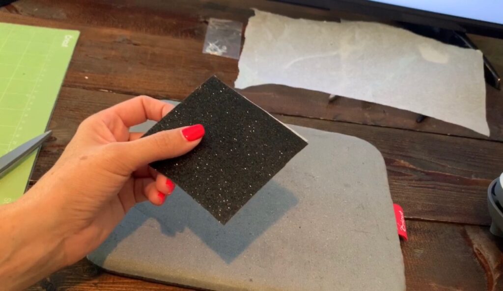 double sided faux leather made with fine glitter Hobby Lobby faux leather ribbon from Ribbon Boutique