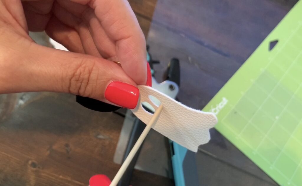 burnishing agent on faux lather earrings