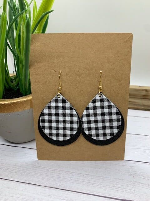 stacked faux leather teardrop earring