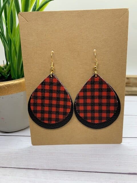 stacked faux leather teardrop earring