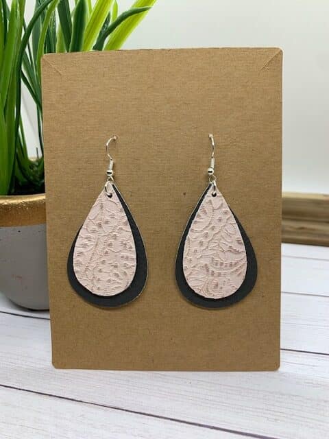stacked faux leather teardrop earring