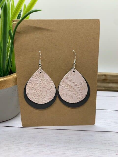 stacked faux leather teardrop earring