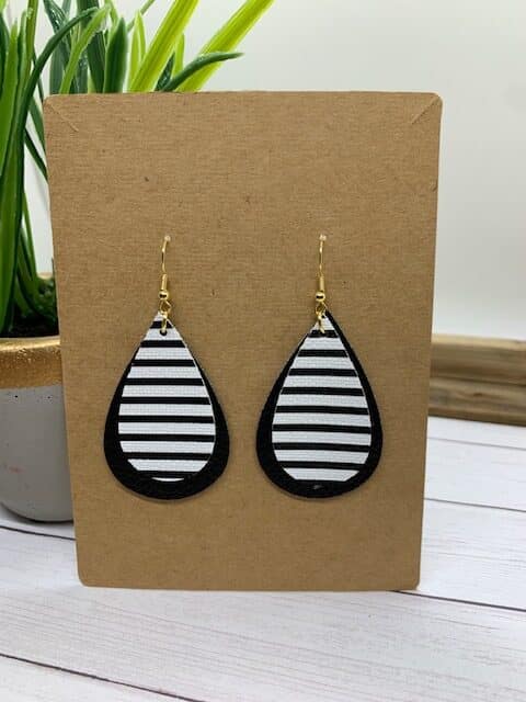 stacked faux leather teardrop earring