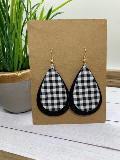 stacked faux leather teardrop earring
