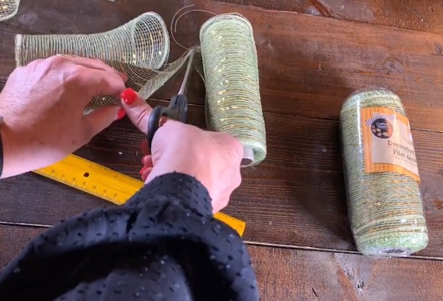 cutting mesh for the pumpkin mesh wreath pumpkin stem