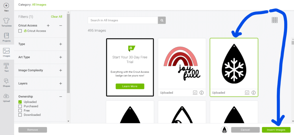 Snowflake earring SVG file for holiday faux leather earrings