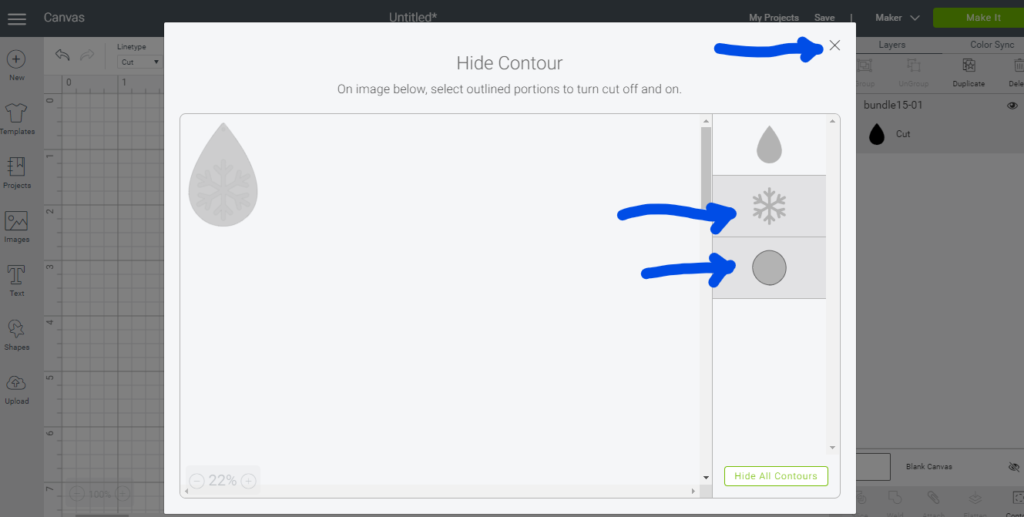 Using the contour function to make snowflake leather earrings on a Cricut