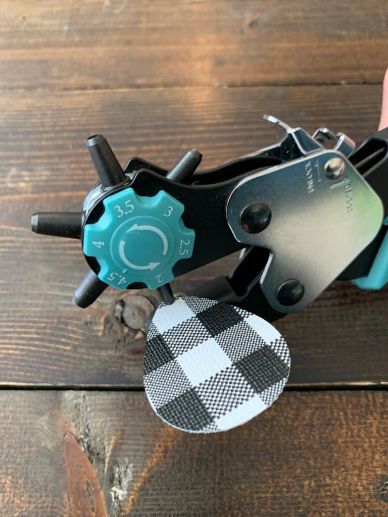 punching hole in faux leather earrings