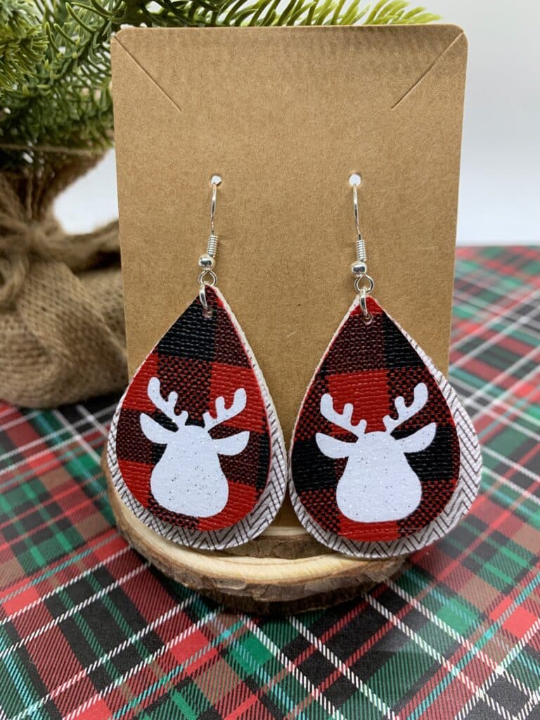 DIY Faux Leather Reindeer Earrings