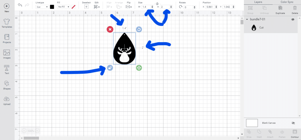 faux leather earrings on the cricut canvas