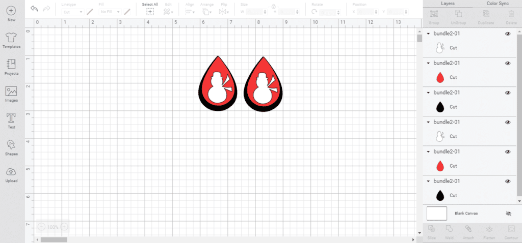 stacked leather snowmen earrings