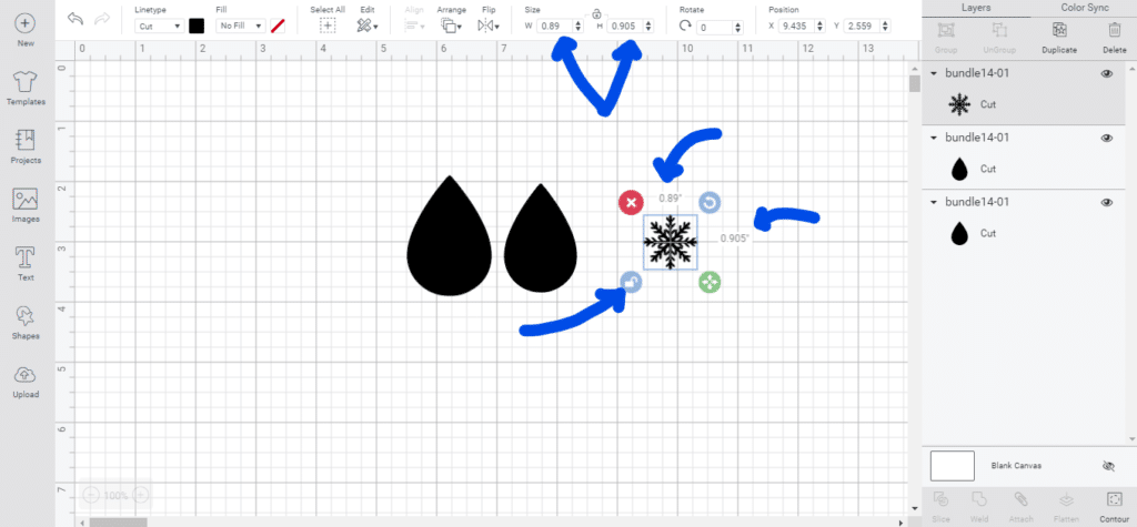 changing color of the faux leather leaf earrings made on a Cricut Explore Air or Cricut Maker