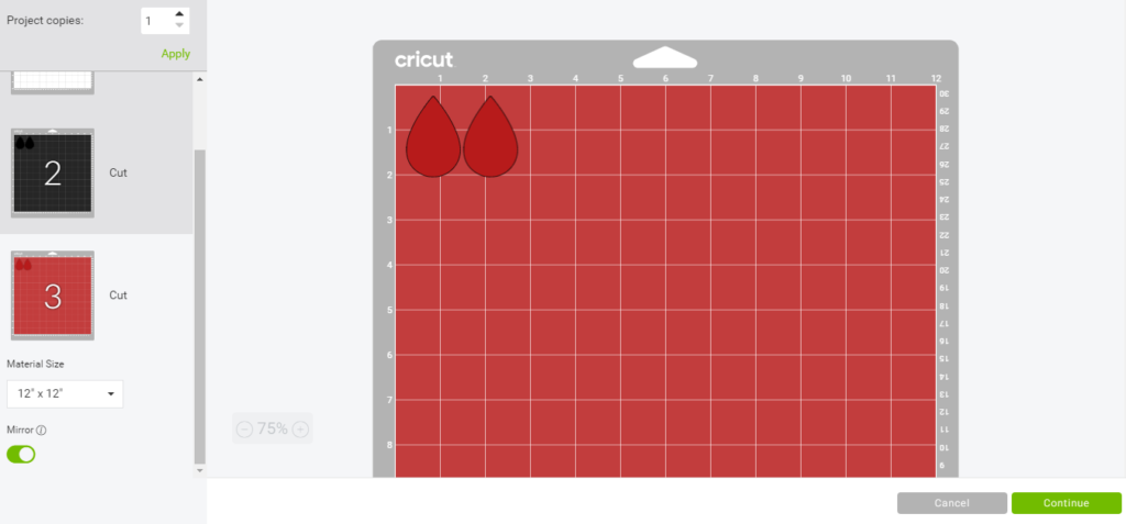 faux leather teardrop earrings diy on the Cricut mat to cut