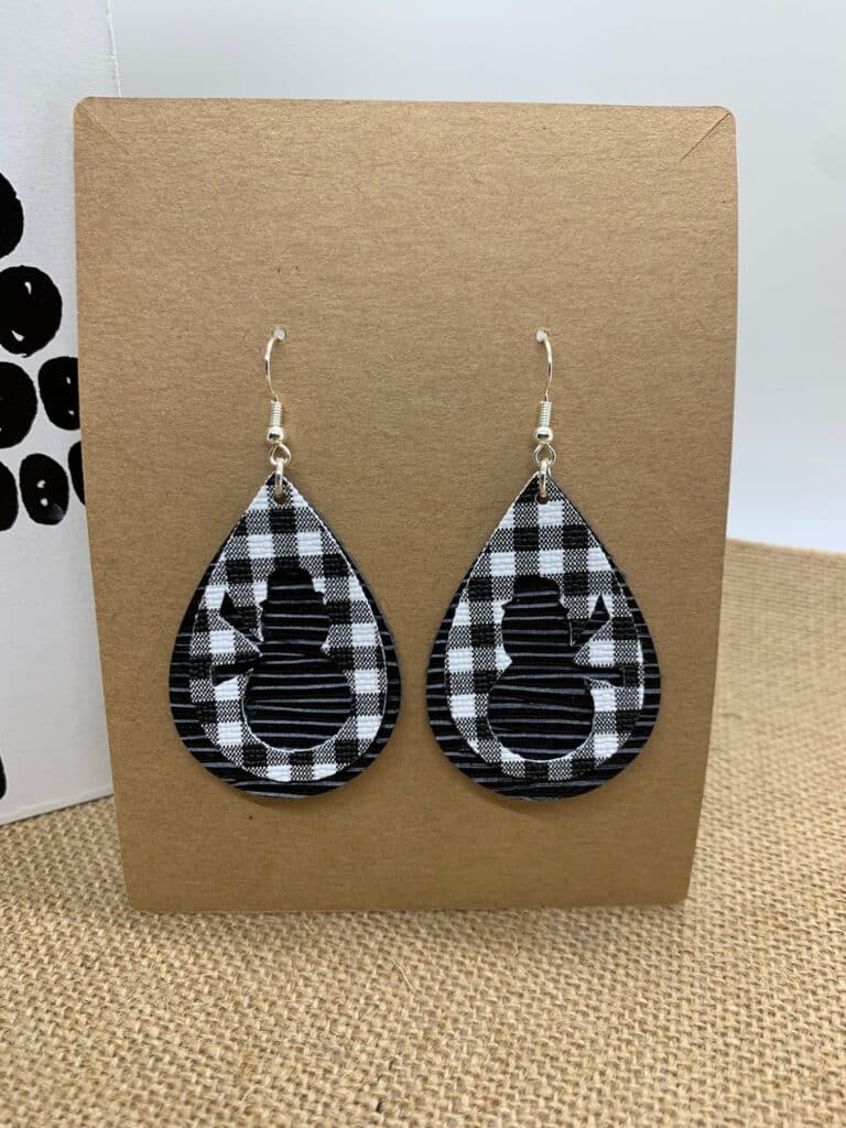 snowman faux leather earring diy stacked teardrops
