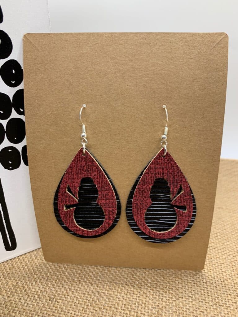 snowman faux leather earring diy stacked teardrops