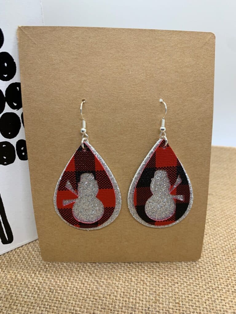 snowman faux leather earring diy stacked teardrops