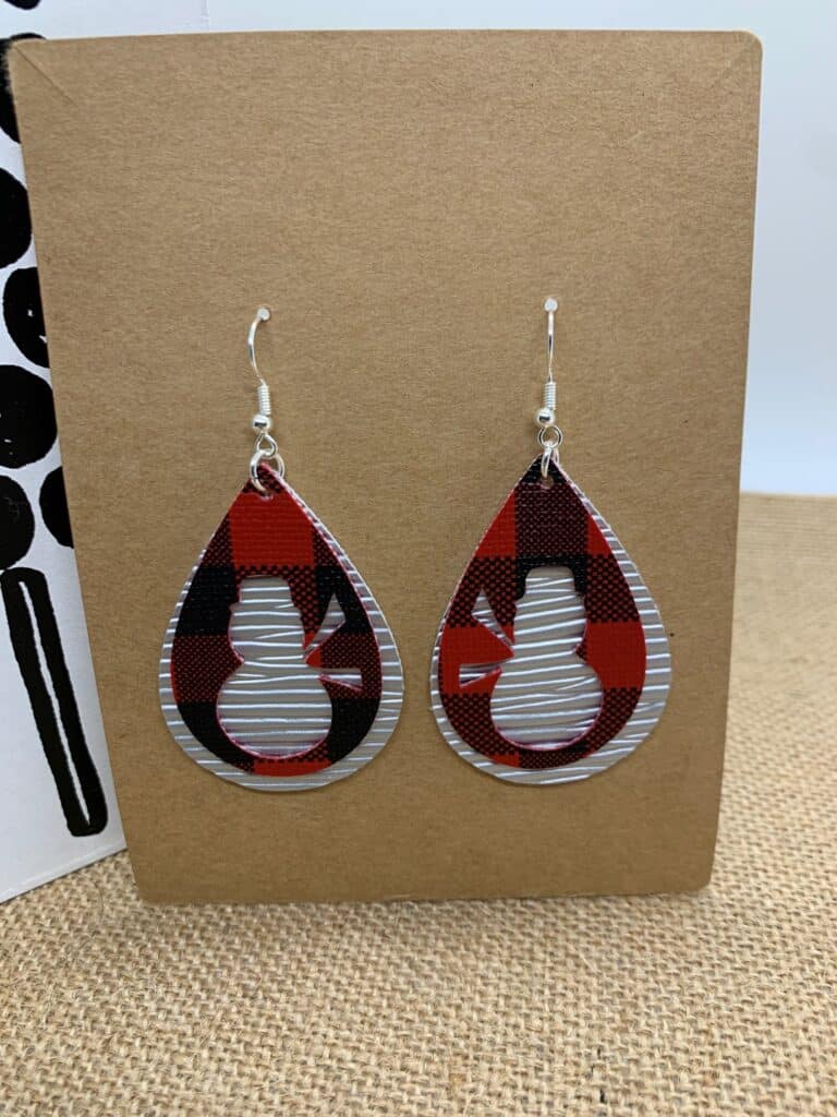 snowman faux leather earring diy stacked teardrops