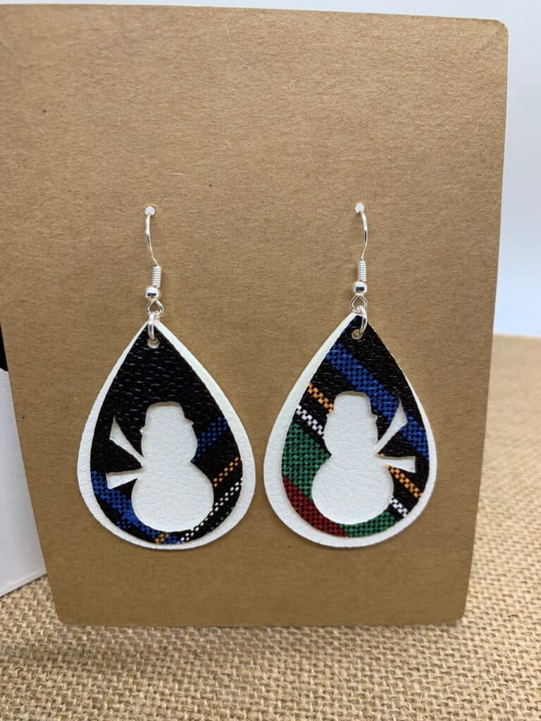 snowman faux leather earring diy stacked teardrops