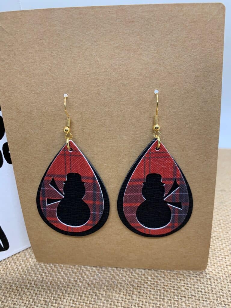 snowman faux leather earring diy stacked teardrops