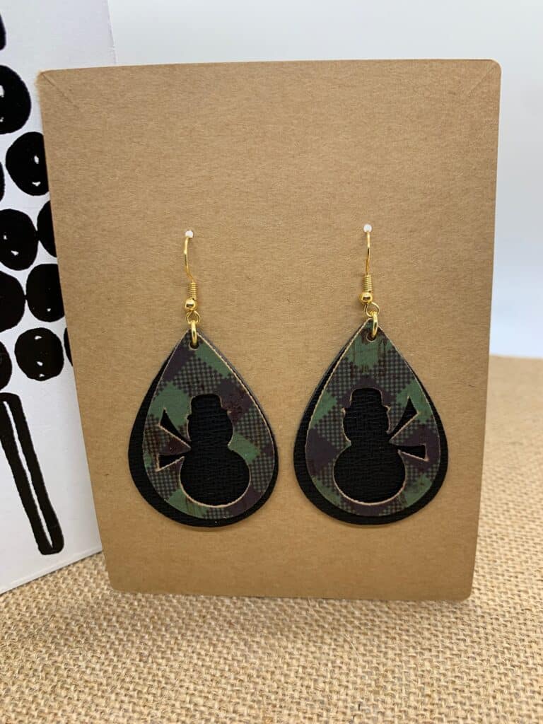 snowman faux leather earring diy stacked teardrops