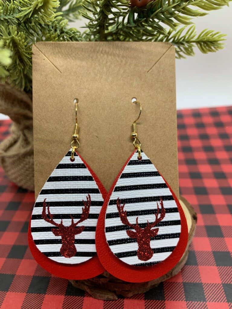 Christmas faux leather earrings