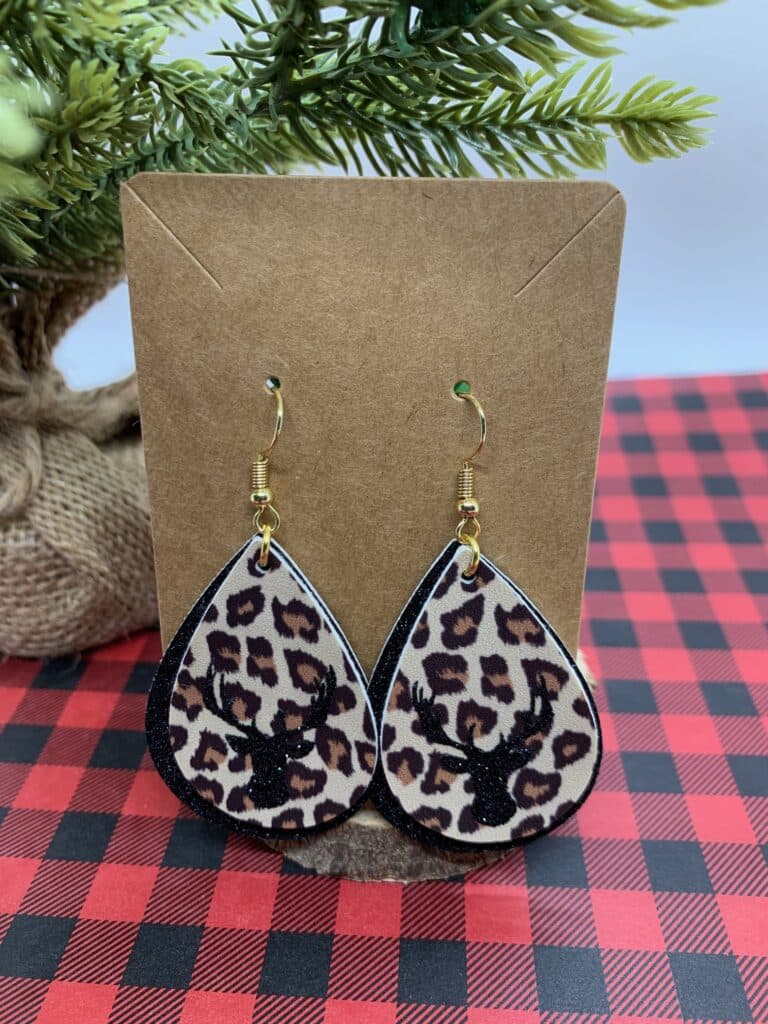 reindeer faux leather earrings
