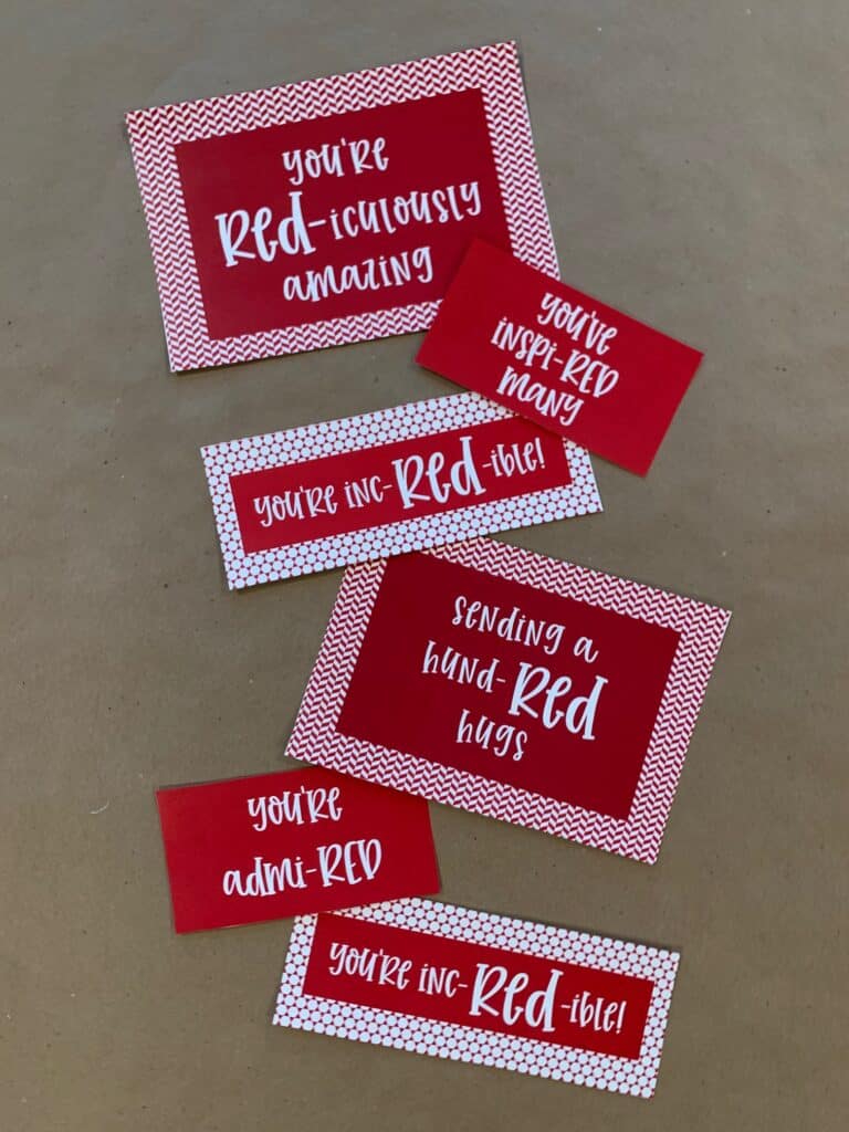 red care package with free printables