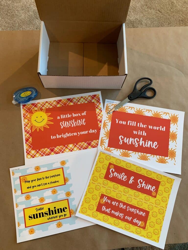 sunshine care package with free printables