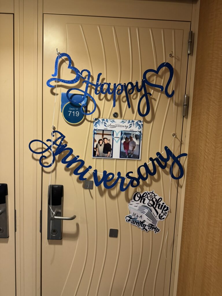 cruise door decor to celebrate anniversary